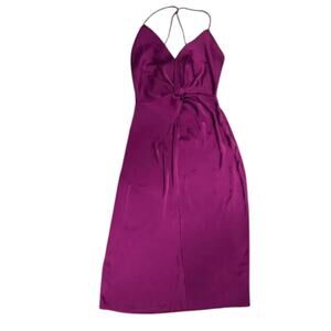 Zara Satin Halter Midi Dress Bow Detail